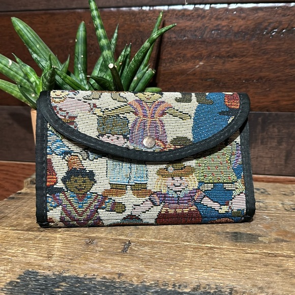 Vintage 80s Children of the World Tapestry Wallet - Picture 1 of 10